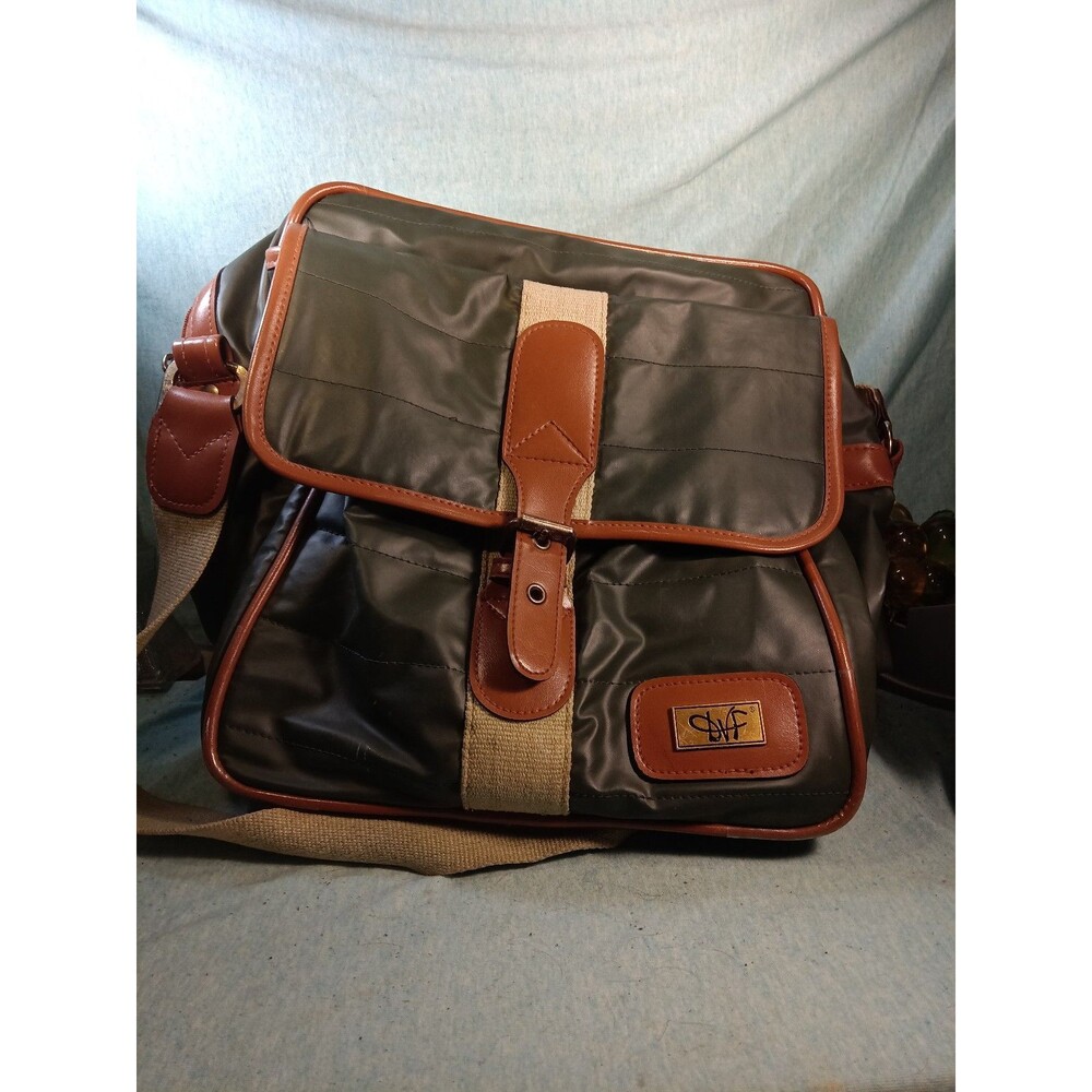 Vintage Dianne Von Furstenberg Messenger Travel Overnight Bag Green/Brown DVF